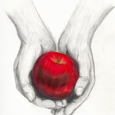 Оригинал схемы вышивки «ладошки с яблоком» (№625645)