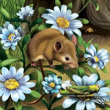 Мышонок в цветах