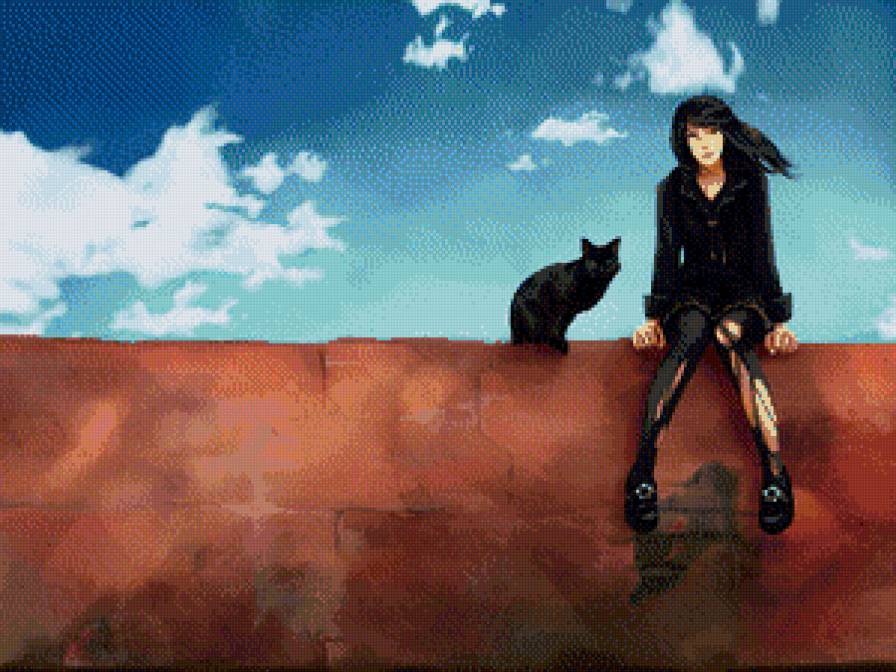 Девушка с котом - девушка, кот - предпросмотр