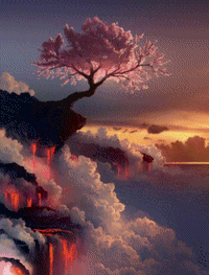 сакура на обрыве - сакура - предпросмотр