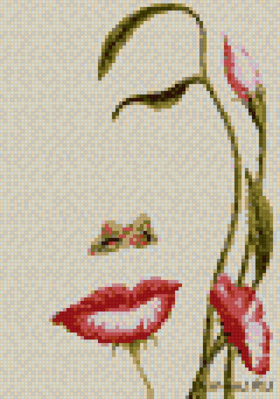 лицо цветы - вышивка бисер - предпросмотр