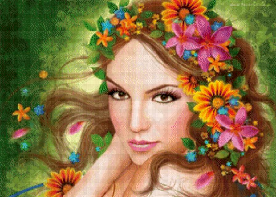 Девушка в веночке - красавица, девушка, фэнтези - предпросмотр