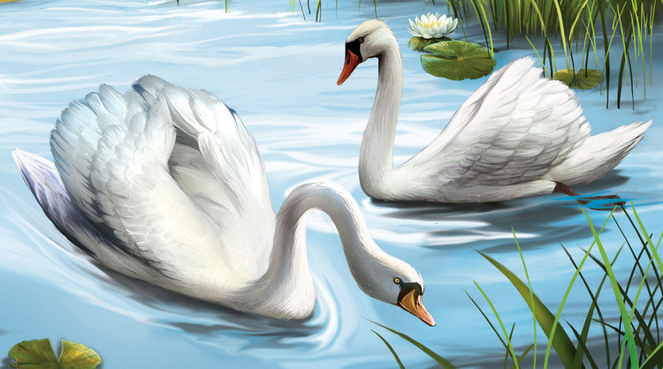 лебеди - картина - оригинал