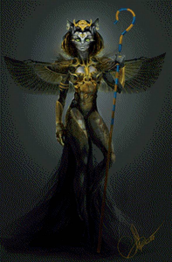 Бастет - крылья, кошка, женщина, богиня - предпросмотр