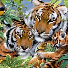 Оригинал схемы вышивки «семья тигров» (№626351)