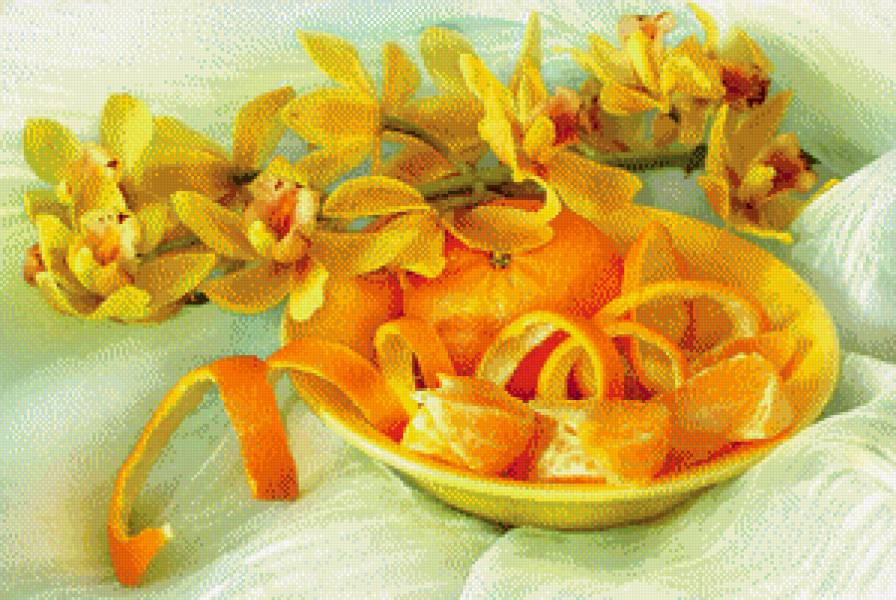 цветы и апельсины - предпросмотр