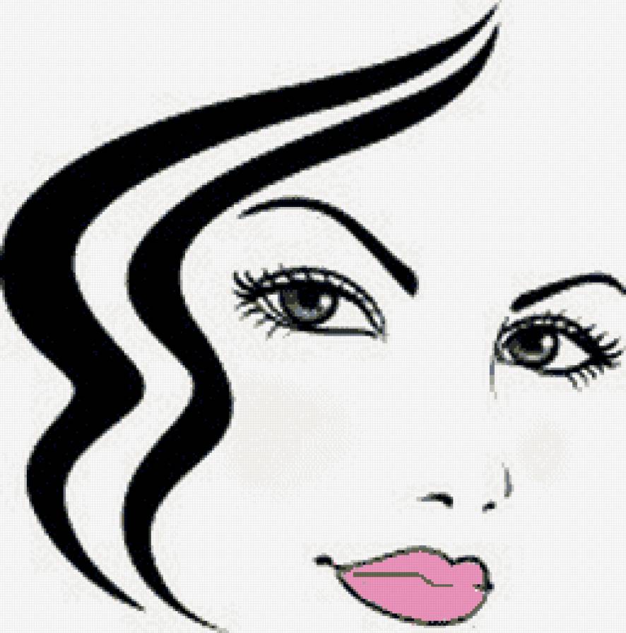 Девушка - контурная, девушка, красавица, монохром - предпросмотр