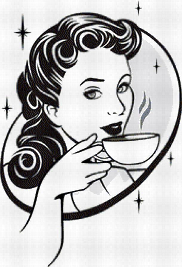 Девушка с кофе - монохром, красавица, кофе, девушка - предпросмотр