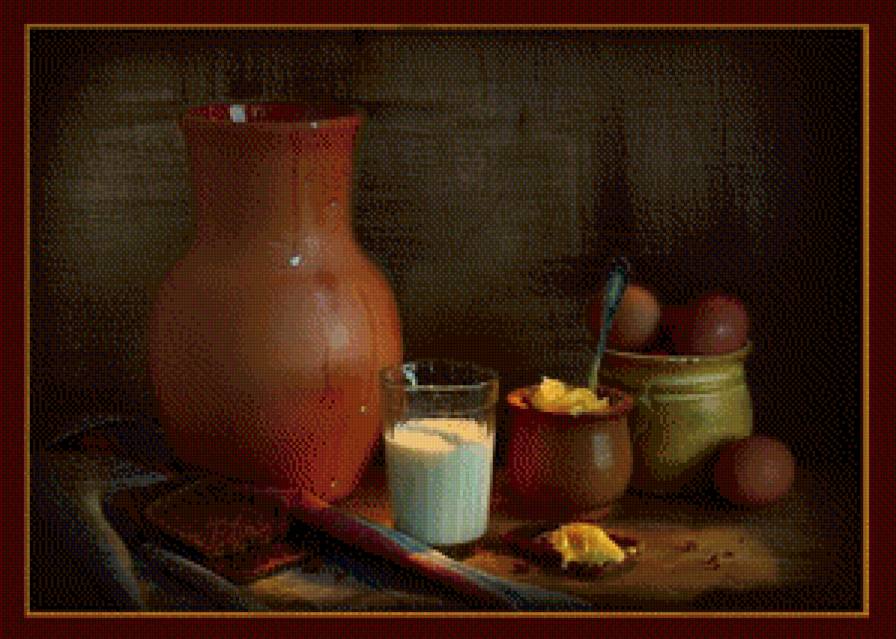 Кувшин и яйца - натюрморт - предпросмотр