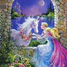 Схема вышивки «принцесса и единорог»