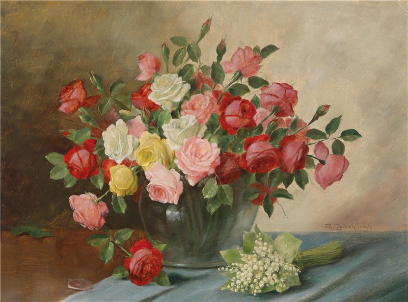 Букет роз - букет, цветы, роза, ландыш - оригинал