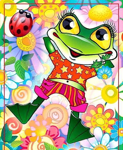 Веселый лягушонок - лягушки, животные, картинка - оригинал