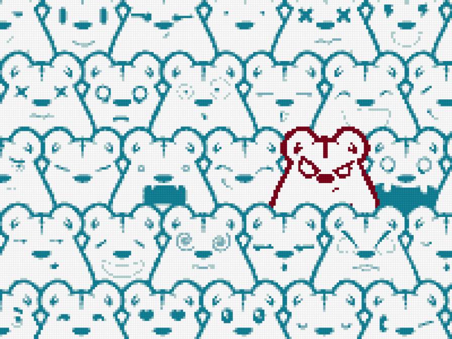 мишки - синий, красный, медведь, арт, медведи, детям, мишки - предпросмотр