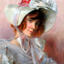 Оригинал схемы вышивки «дама в шляпе» (№627614)