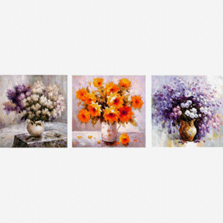 триптих цветы - цветы - предпросмотр