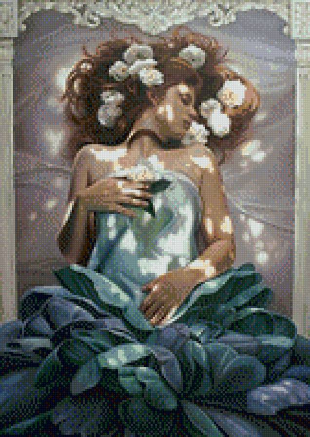 №627975 - цветы, сон, волосы, цветок, девушка - предпросмотр