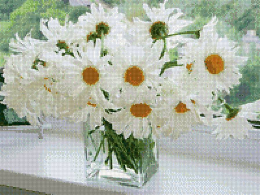 букетик - ваза, цветы, букет, ромашки - предпросмотр