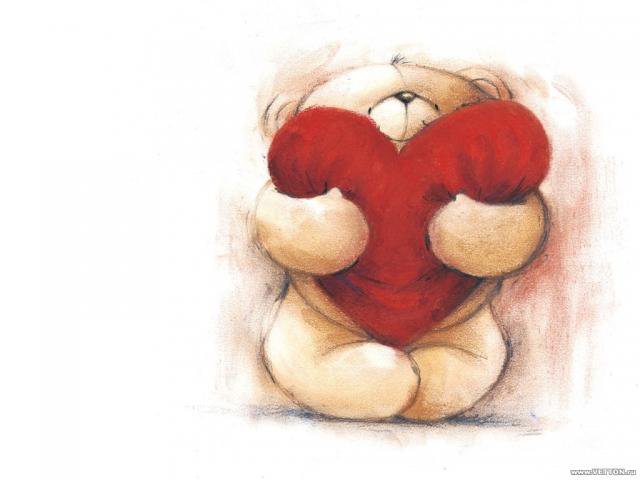 мишка - мишка, открытка, любовь, сердце, детские - оригинал