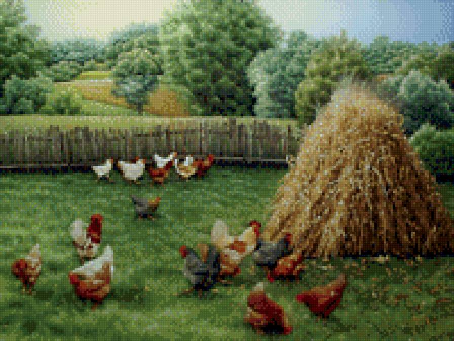 сельский двор - домашние животные - предпросмотр