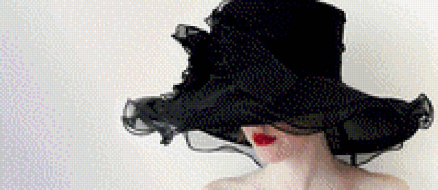 в черной шляпе2 - шляпа, дама, девушка, черная - предпросмотр