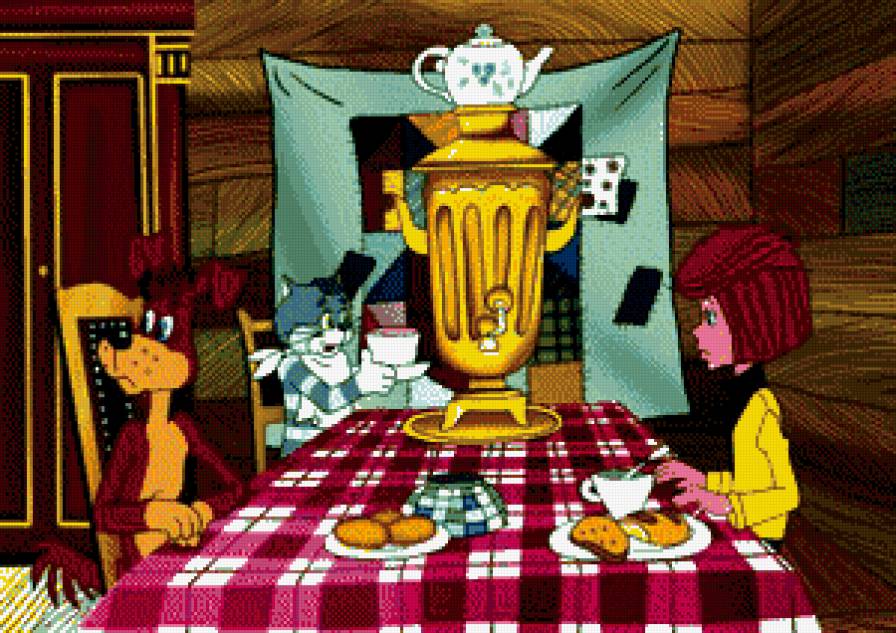 Простоквашино - мультик, самовар, чаепитие - предпросмотр