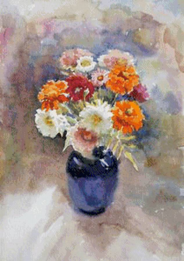 цветочный букет - букет, акварель, живопись, ваза, цветы - предпросмотр