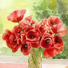 Схема вышивки «маки на окне»