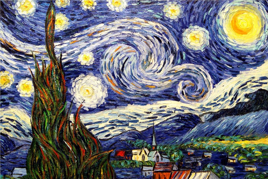 Звёздная ночь (Ван Гог) - живопись, ван гог, экспрессионизм, ночь, звезды - оригинал