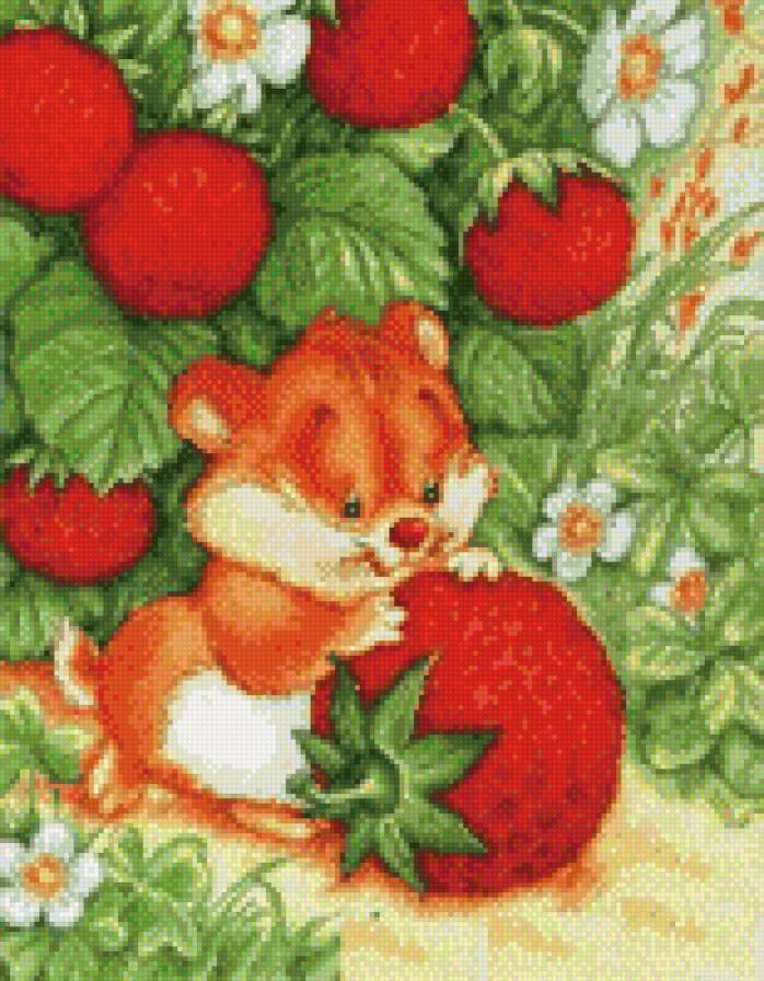 малиновое счастье - хомяк, природа, малина - предпросмотр