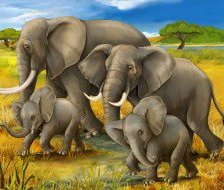 Схема вышивки «семья слонов»