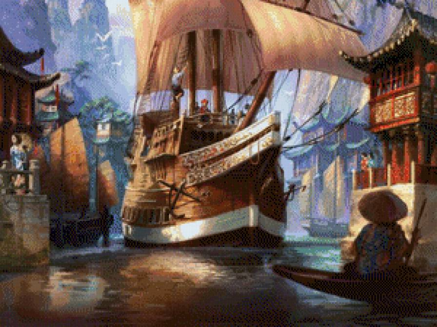 возвращение корабля из плавания - корабль, люди - предпросмотр