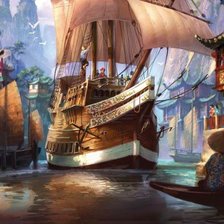 Схема вышивки «возвращение корабля из плавания»