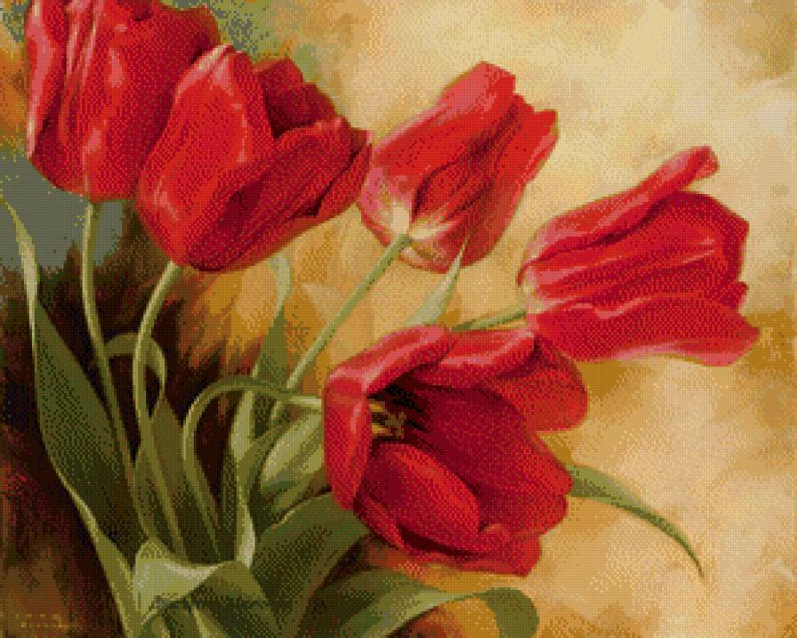 Красные тюльпаны - предпросмотр