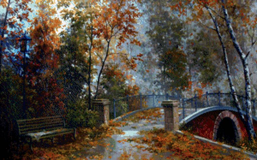 картина - природа, мостик, осень - предпросмотр