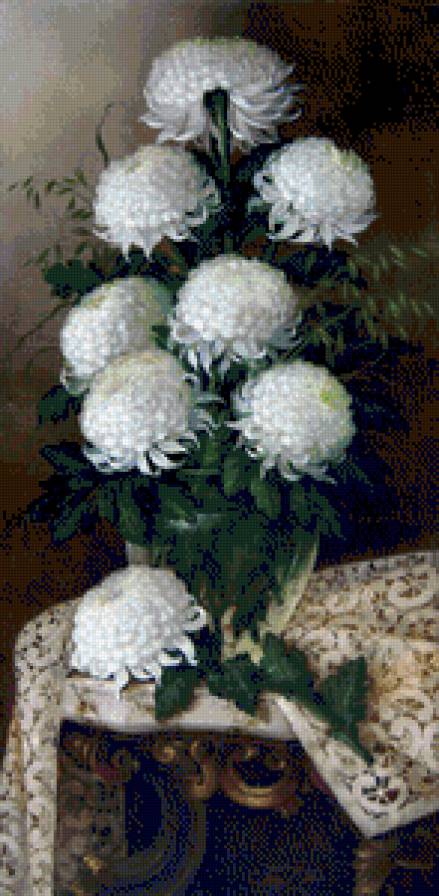 хризантемы - картина цветы - предпросмотр