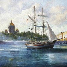 Схема вышивки «корабль на Неве»