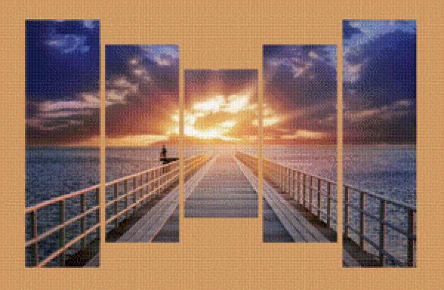 полиптих восход на море - картина - предпросмотр