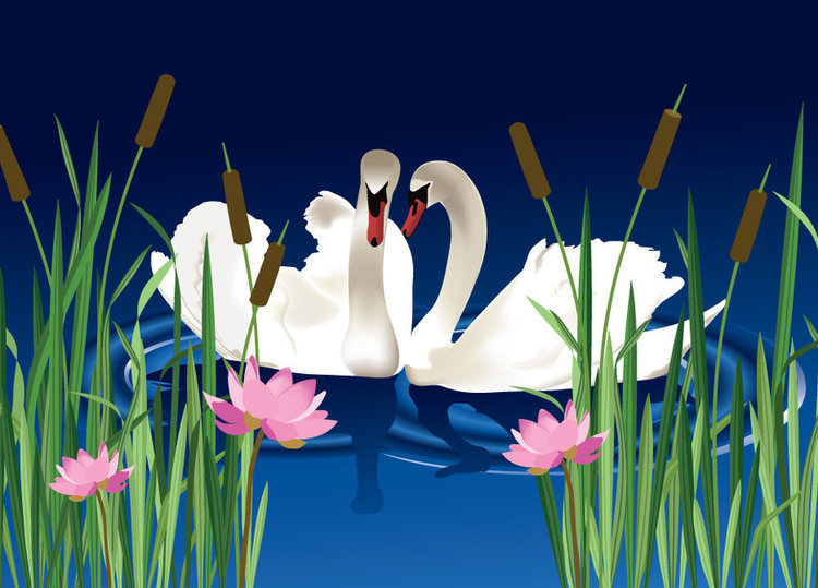 Лебеди - река, птицы - оригинал