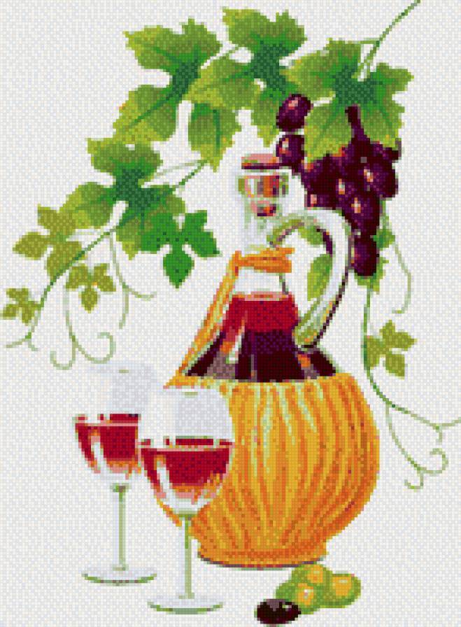 вино - бокал, виноград - предпросмотр