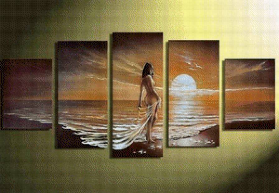 закат на море - картина - предпросмотр