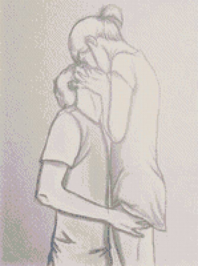 Поцелуй - пара, поцелуй, монохром - предпросмотр