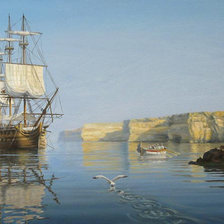 Схема вышивки «вход корабля в порт»