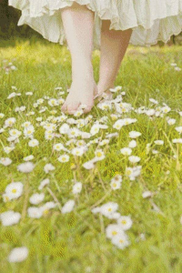 Девушка - весна, ромашки, девушка, поле, цветы, пейзаж - предпросмотр