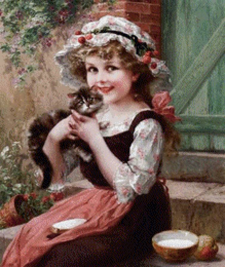 Девочка с котенком - дети, девочка - предпросмотр