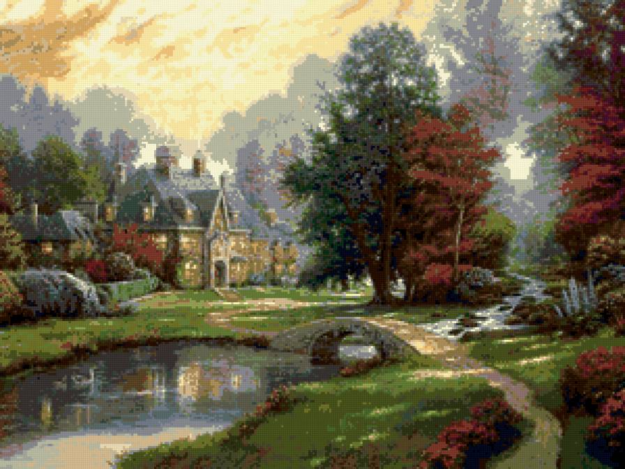 сказочный пейзаж - лес, природа, дом - предпросмотр