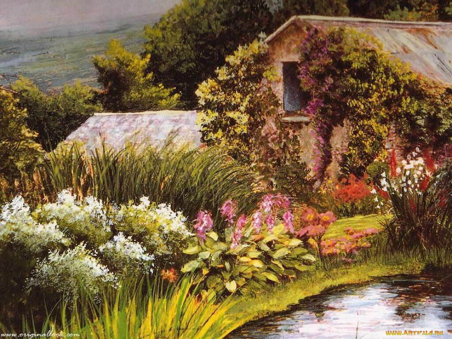 Домик у озера - пейзаж, природа - оригинал