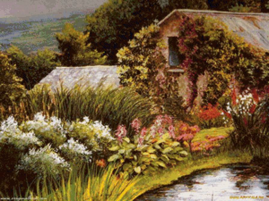 Домик у озера - природа, пейзаж - предпросмотр