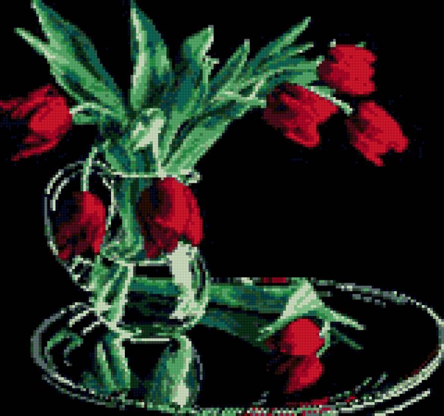 Тюльпаны на черном - тюльпаны, букеты, цветы - предпросмотр