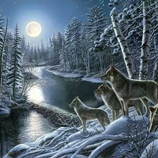 Схема вышивки «волки»