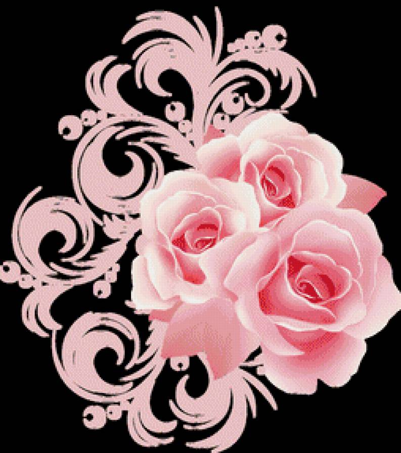 Розы - цветы, розы, черный фон - предпросмотр